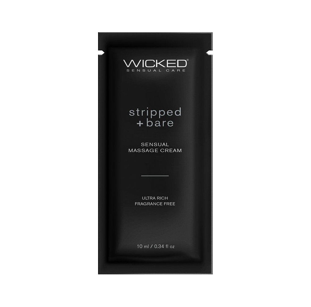 Wicked Sensual Massage Cream-Stripped + Bare Unscented 10ml Foil